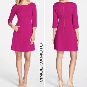 Vince Camuto Magenta Crepe A Line Work Dress sz 8